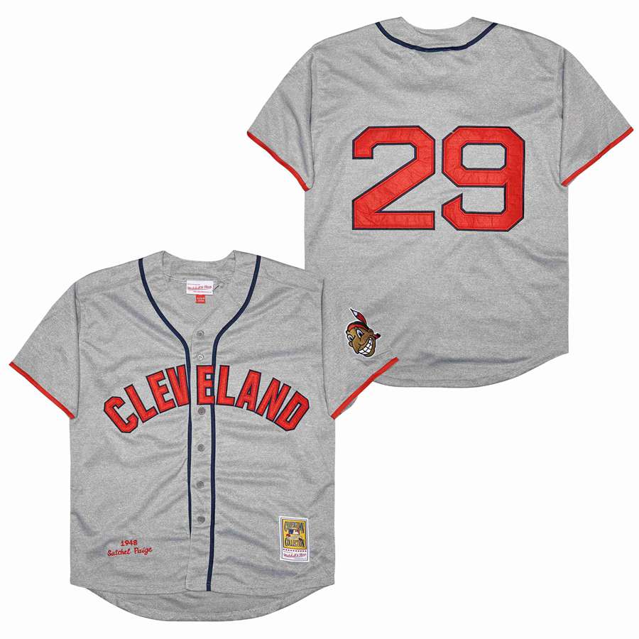 Men Cleveland Indians #29 Paige grey 1948 MLB Jerseys